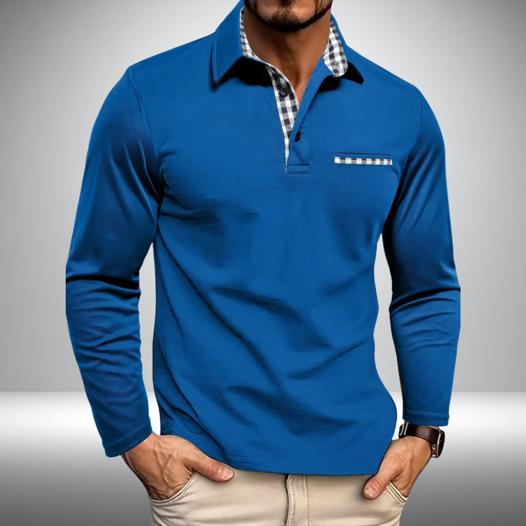 Adrian – Stylish Polo with Long Sleeves (Dark Blue)