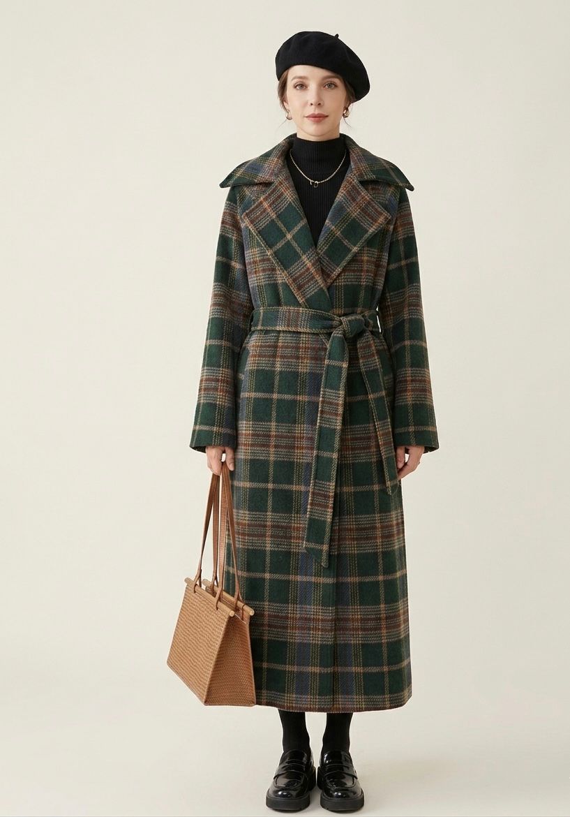 Ivy | Forest Green Check Longline Coat