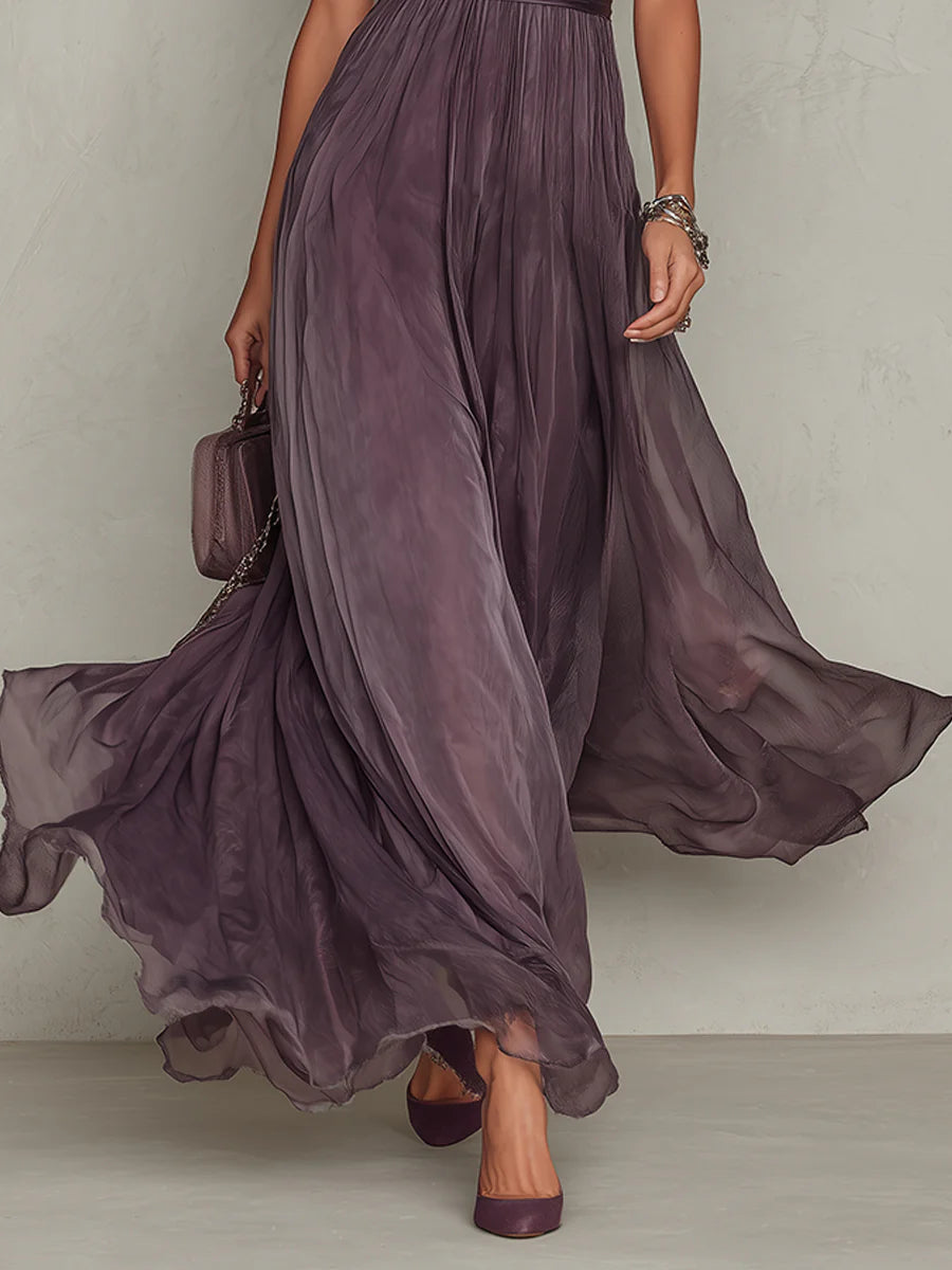 Ashli | Vintage Elegant Chiffon Maxi Dress