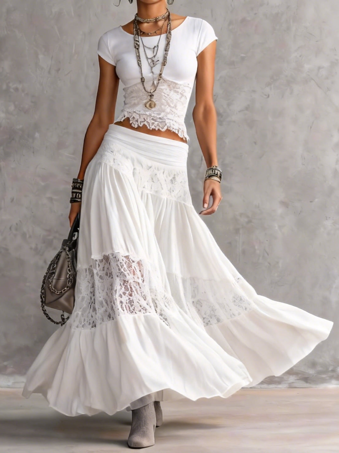Idalia - set with lace top and long skirt