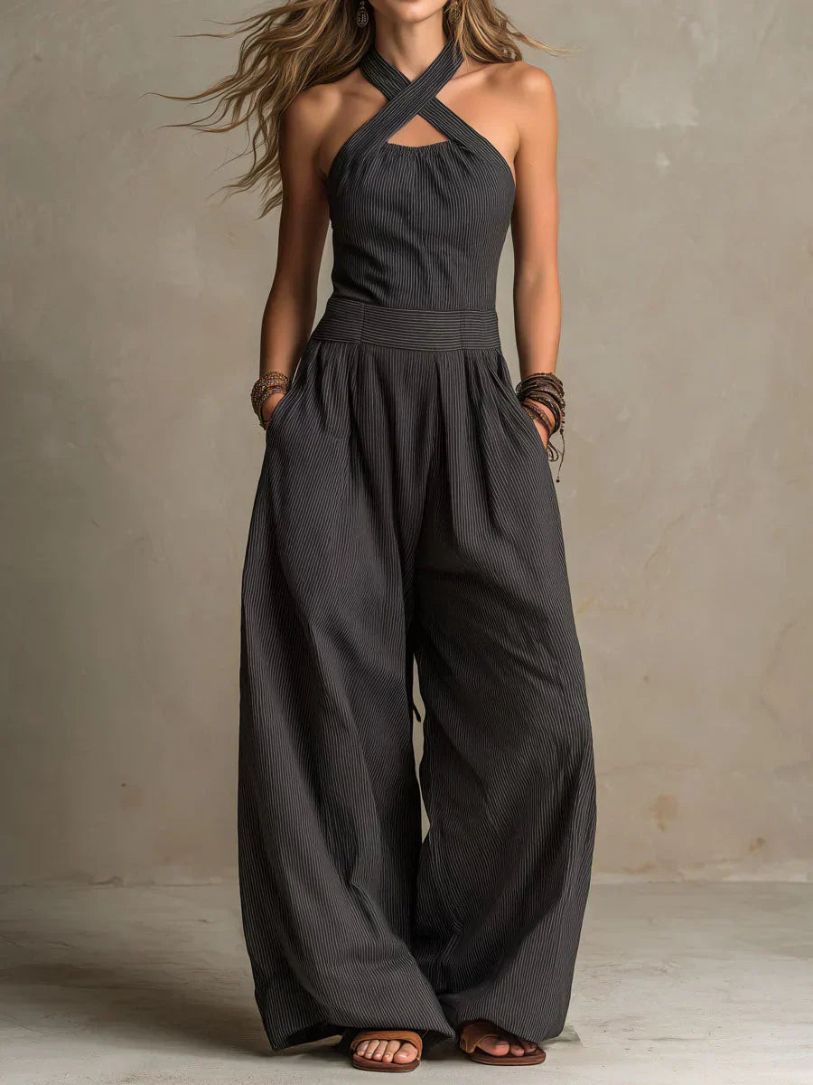 Bianca | Linen and Cotton Jumpsuit with Elegant Neckline