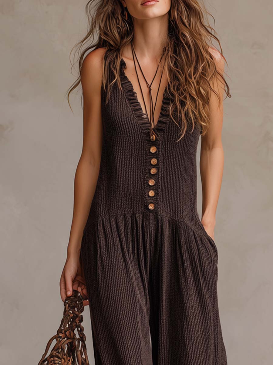 Mila | Flowing Jumpsuit with Buttons in Bohemian Style