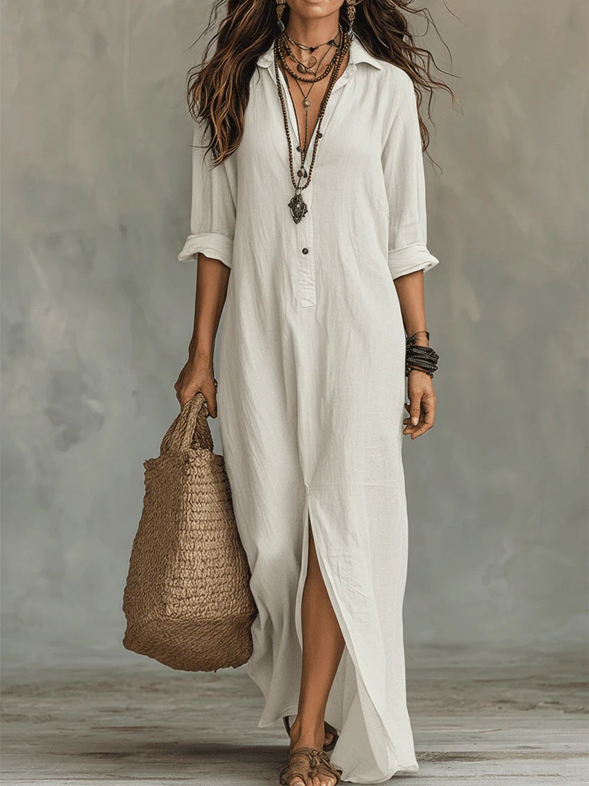 Sienna Relaxed Maxi Shirt Dress | Effortless Everyday Elegance