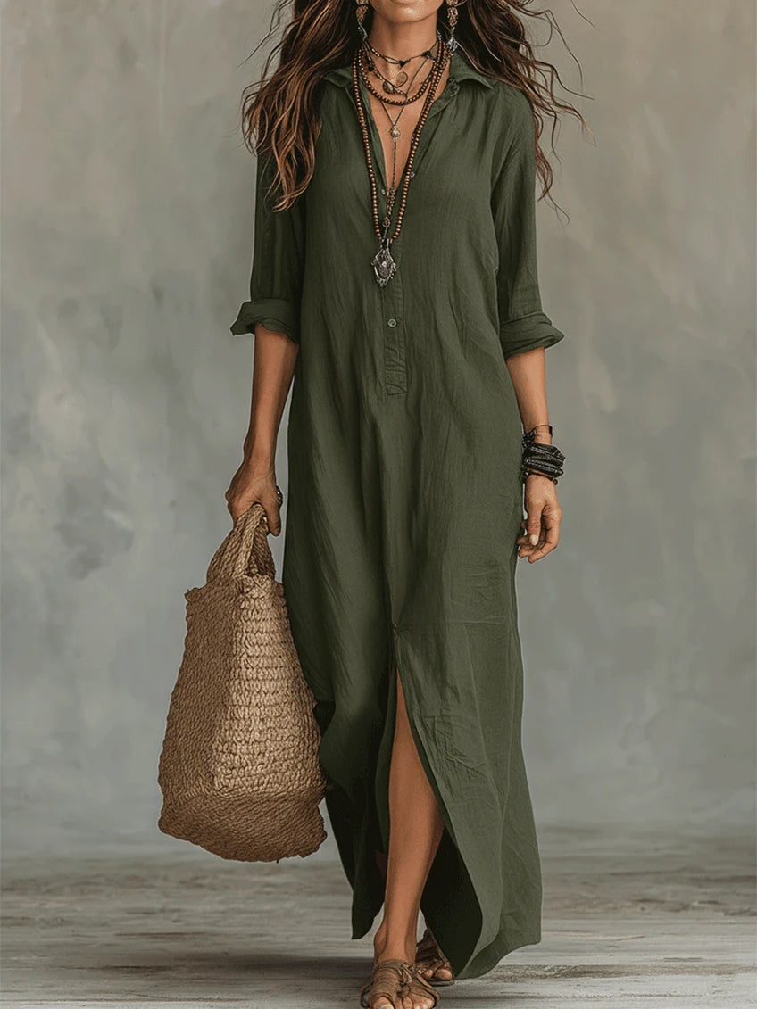 Sienna Relaxed Maxi Shirt Dress | Effortless Everyday Elegance