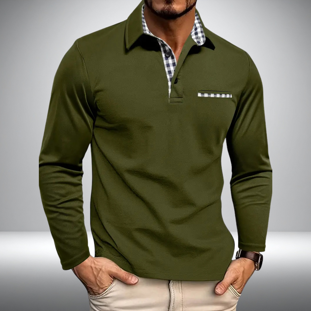 Adrian – Stylish Polo with Long Sleeves (Olive Green)