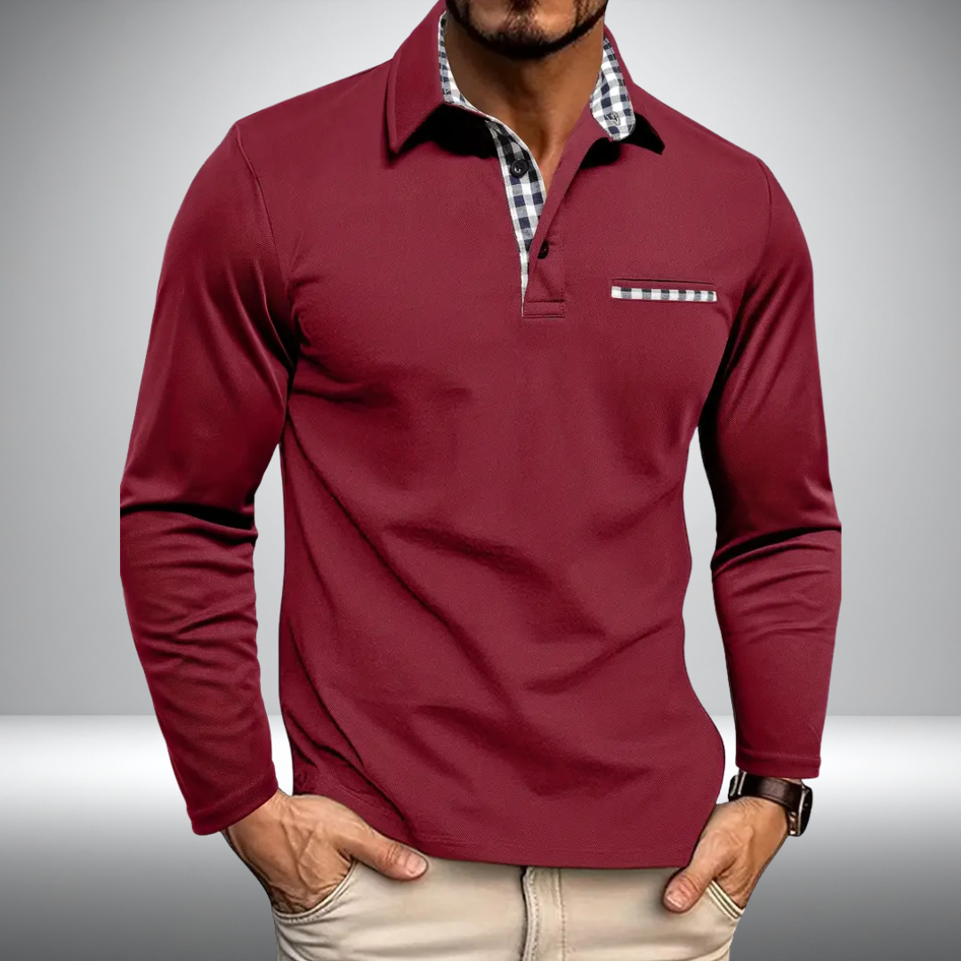 Adrian – Stylish Polo with Long Sleeves (Red)