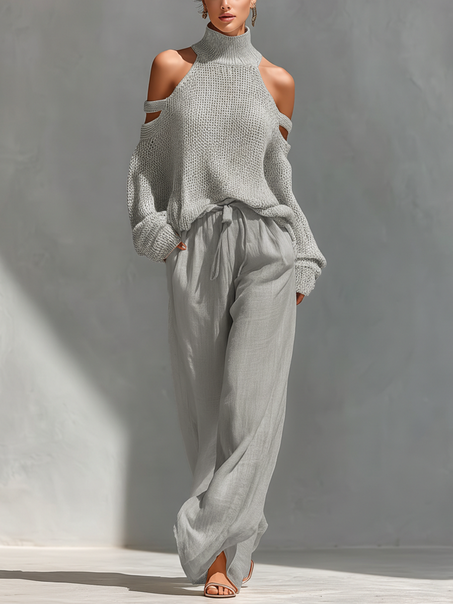 Antonina - knitted set with wide pants