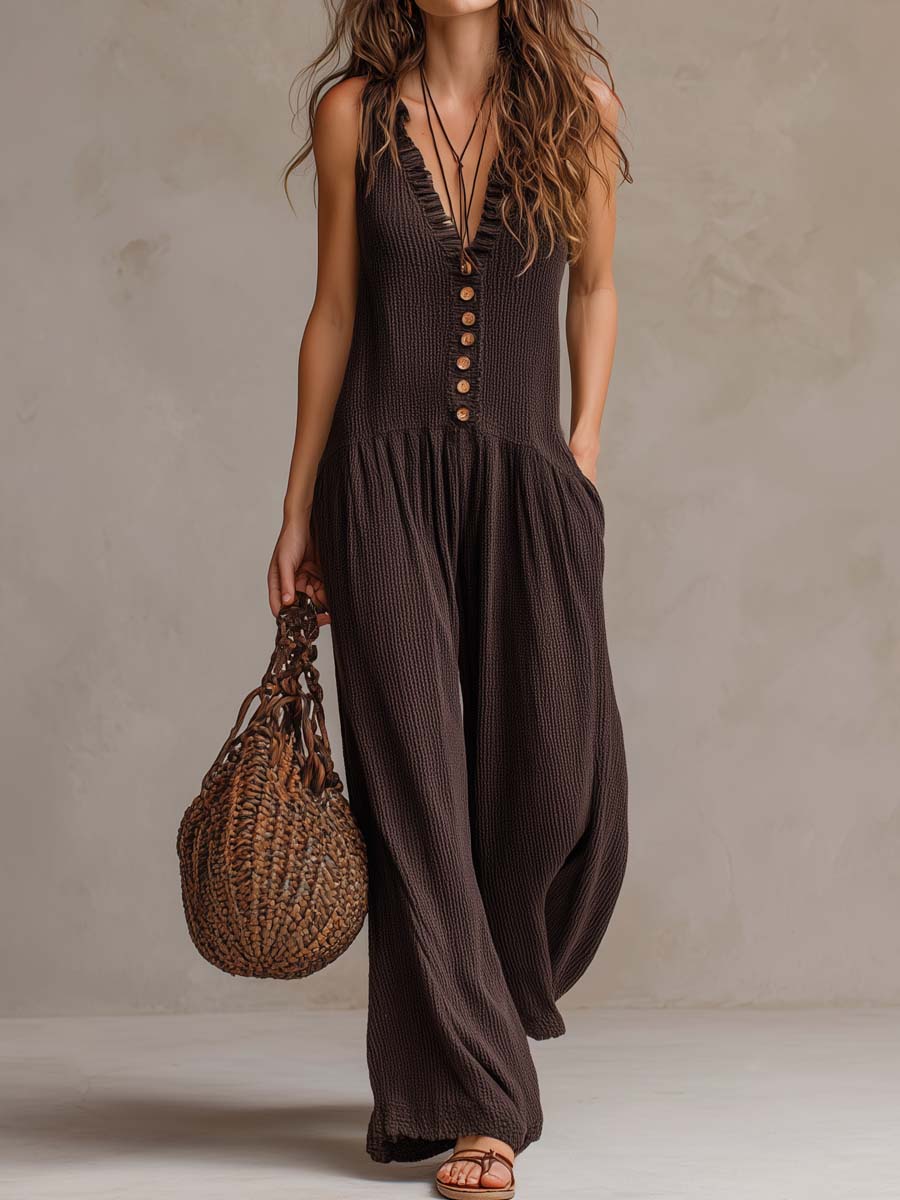 Mila | Flowing Jumpsuit with Buttons in Bohemian Style