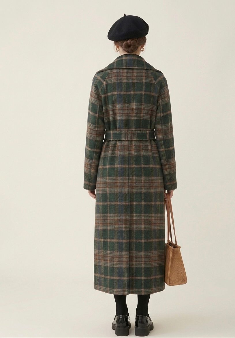 Ivy | Forest Green Check Longline Coat