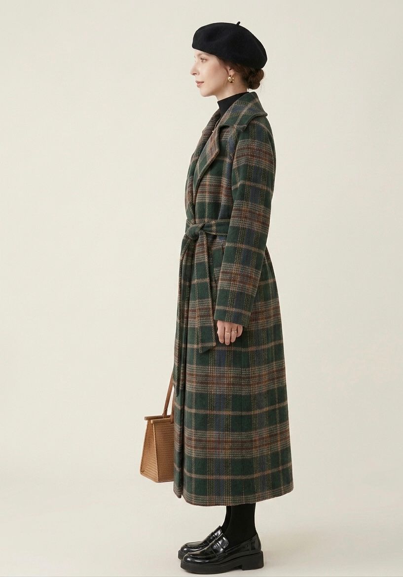 Ivy | Forest Green Check Longline Coat