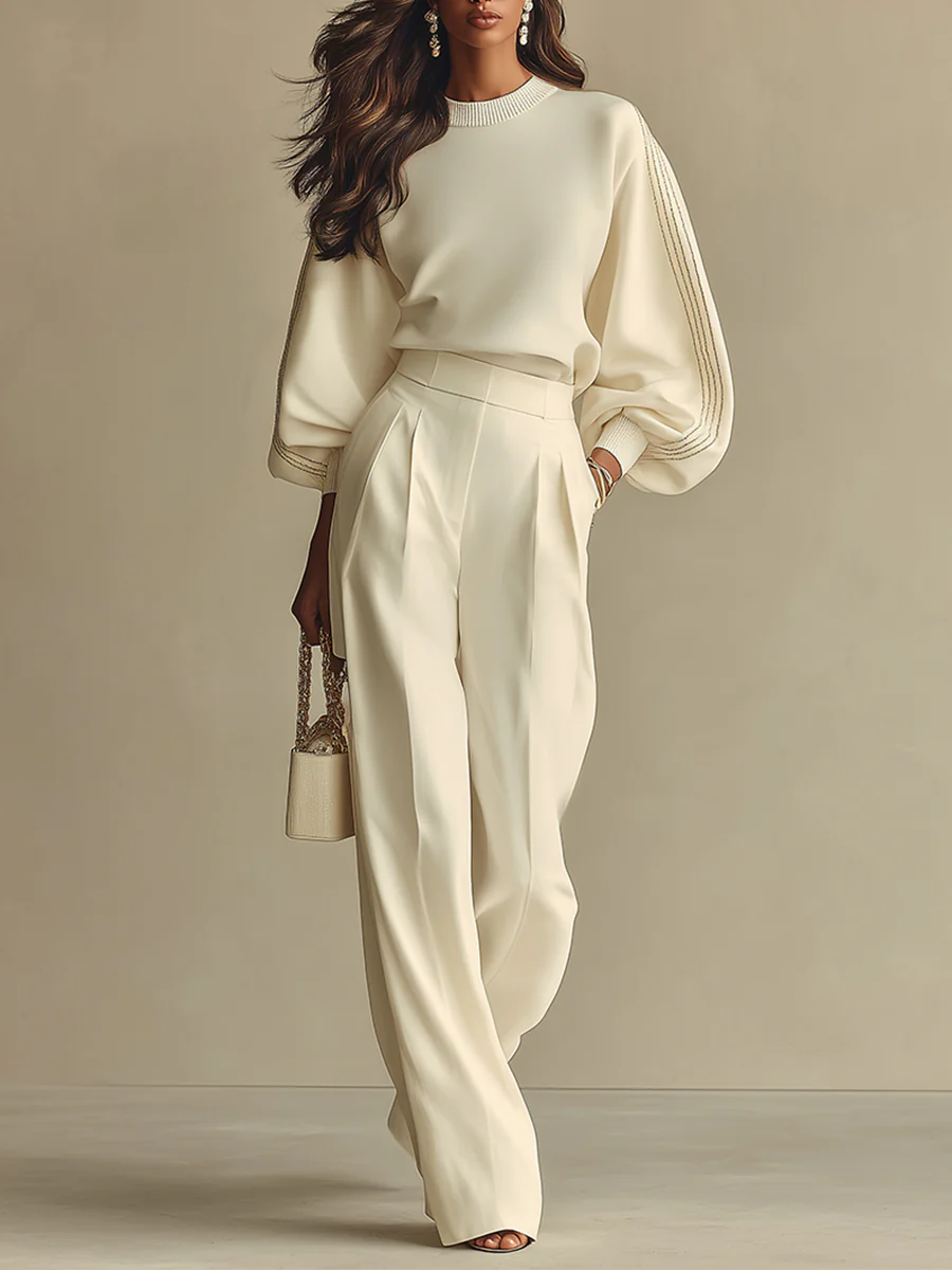 Selena – Striped Set with Wide Pants