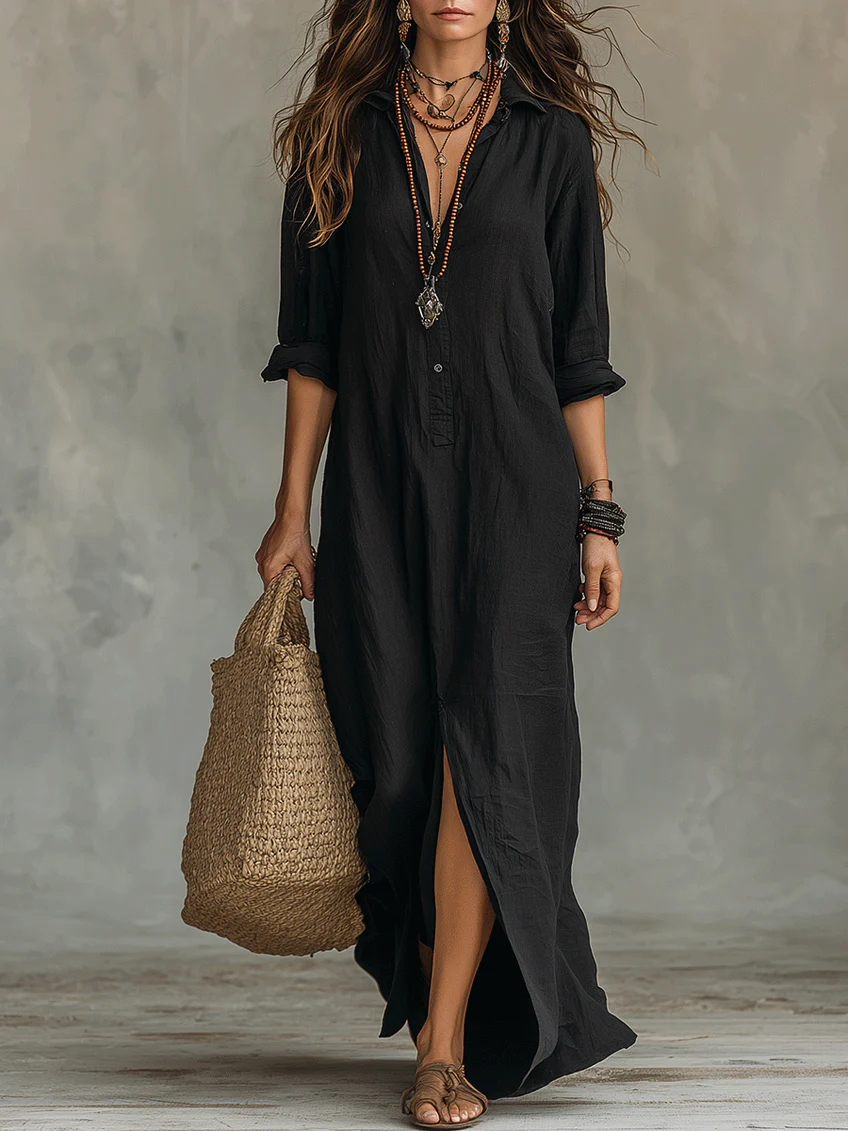 Sienna Relaxed Maxi Shirt Dress | Effortless Everyday Elegance