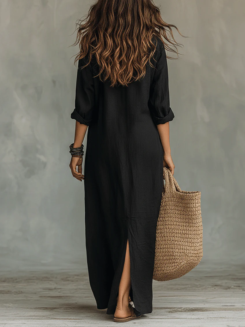 Sienna Relaxed Maxi Shirt Dress | Effortless Everyday Elegance