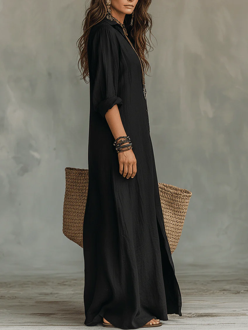 Sienna Relaxed Maxi Shirt Dress | Effortless Everyday Elegance