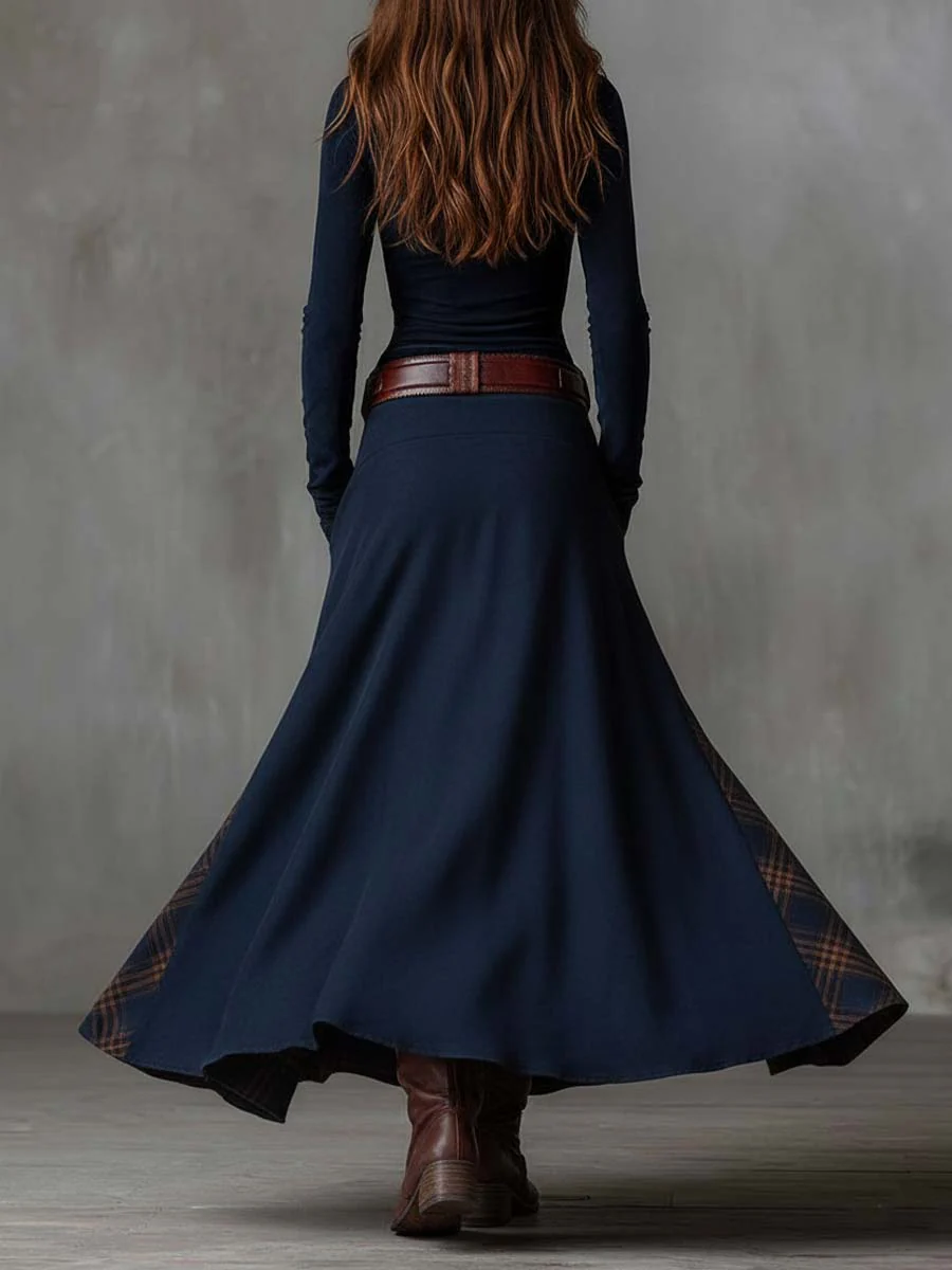 Yelena | VINTAGE LONG SUEDE CHECKERED DRESS