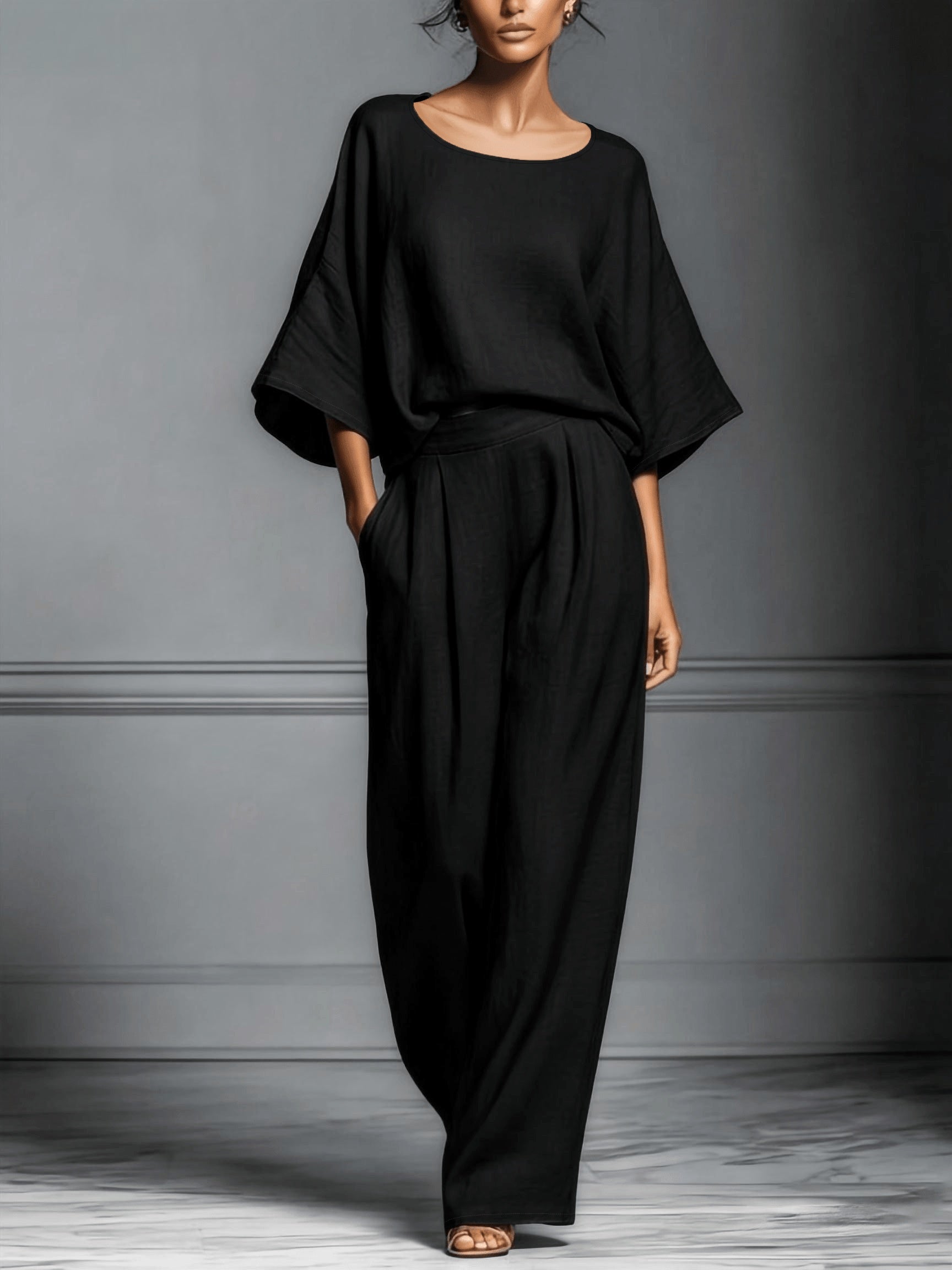 Constancia - Linen Set with Wide Pants