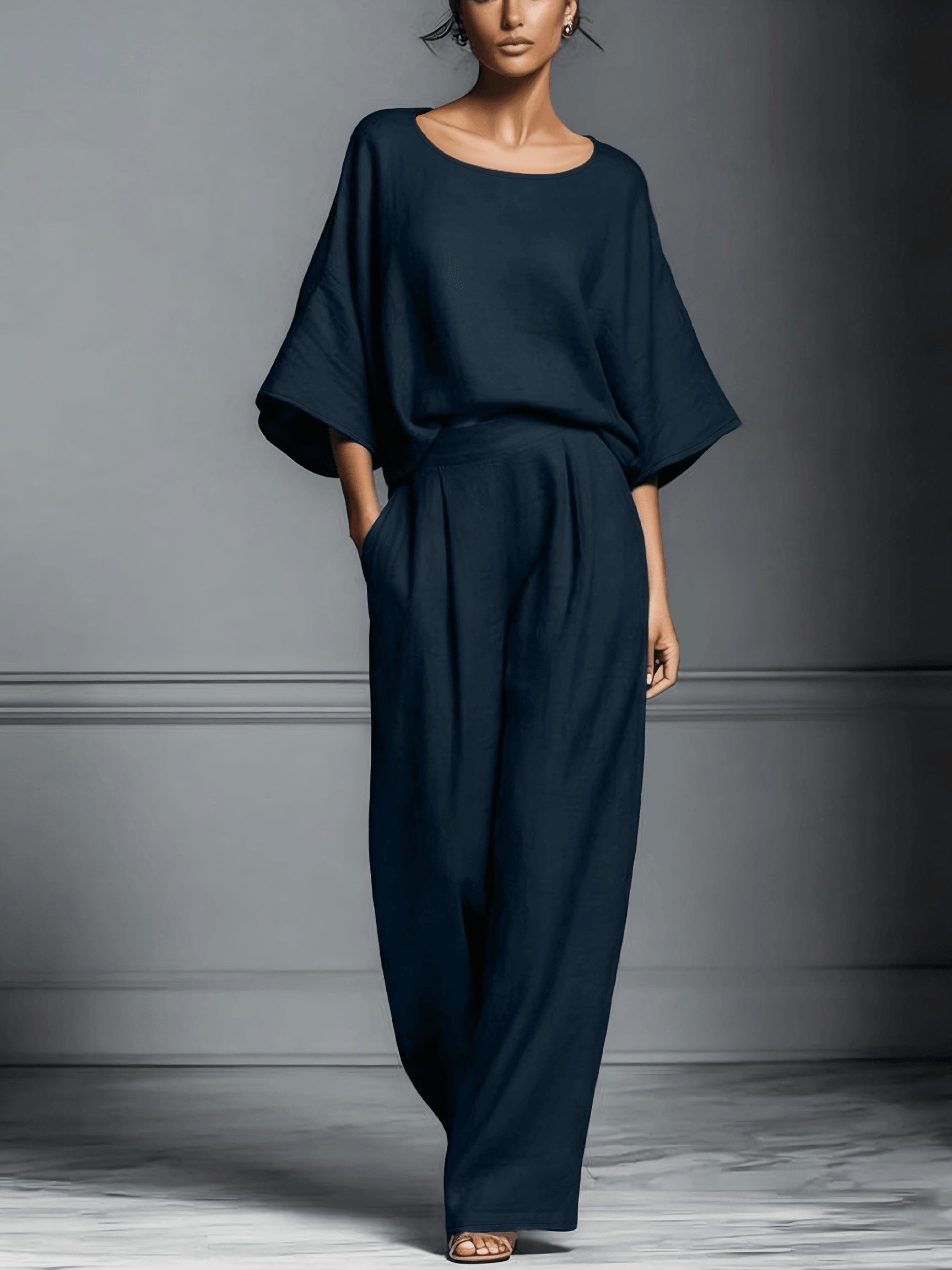 Constancia - Linen Set with Wide Pants