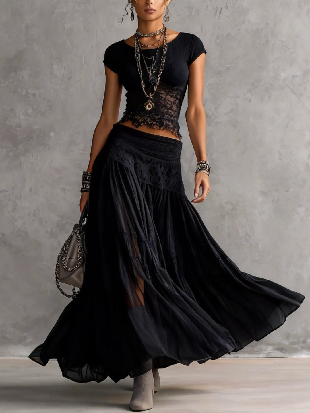 Melita - Women's Set with Airy Maxi Skirt
