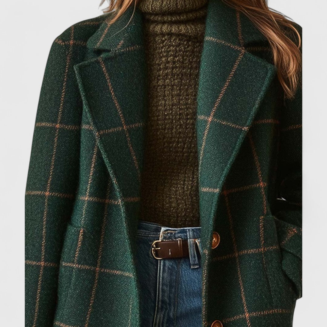 Layla | Retro Plaid Tweed Lapel Coat