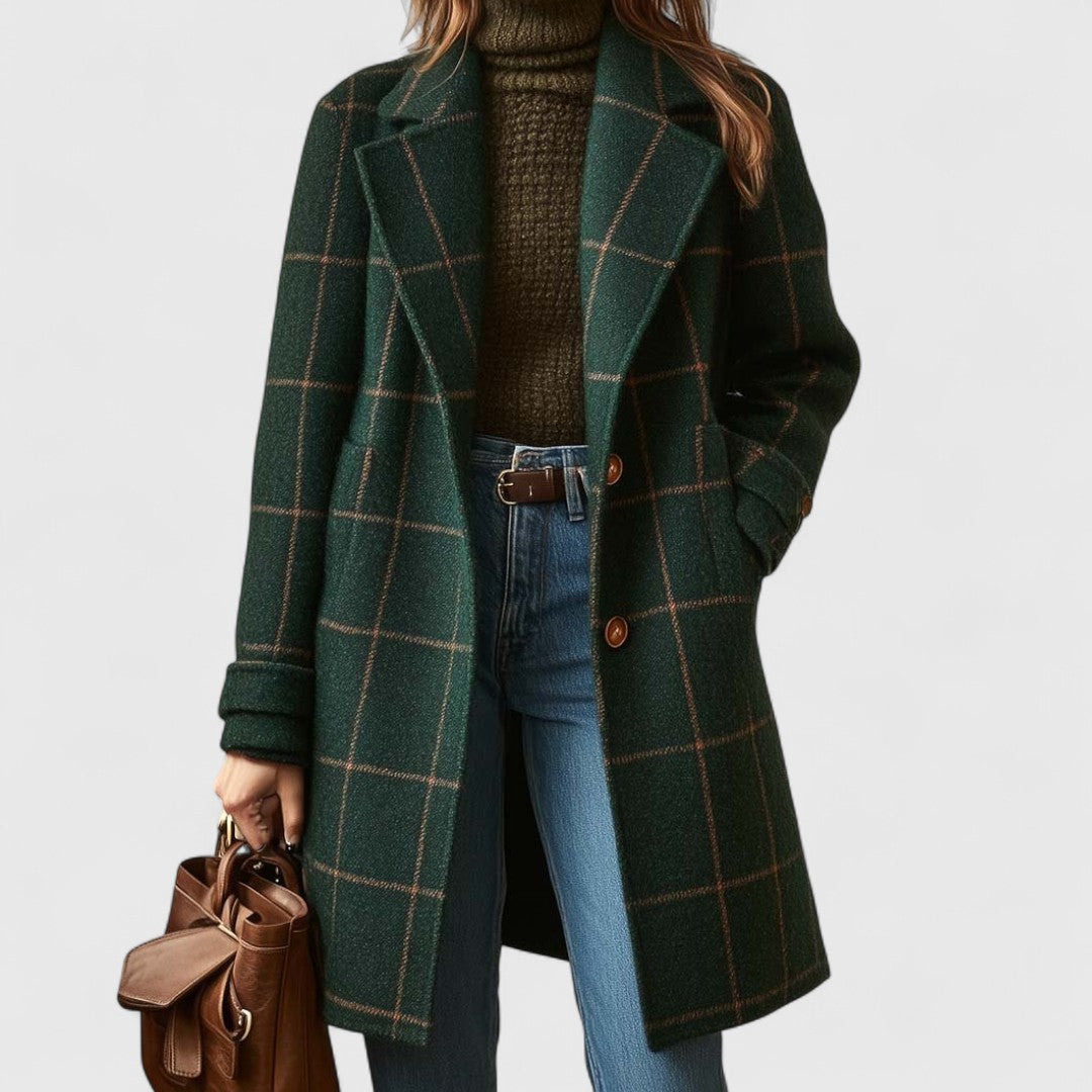 Layla | Retro Plaid Tweed Lapel Coat