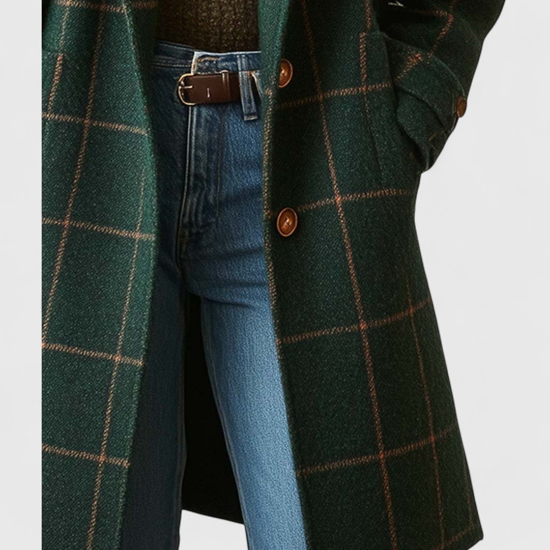 Layla | Retro Plaid Tweed Lapel Coat