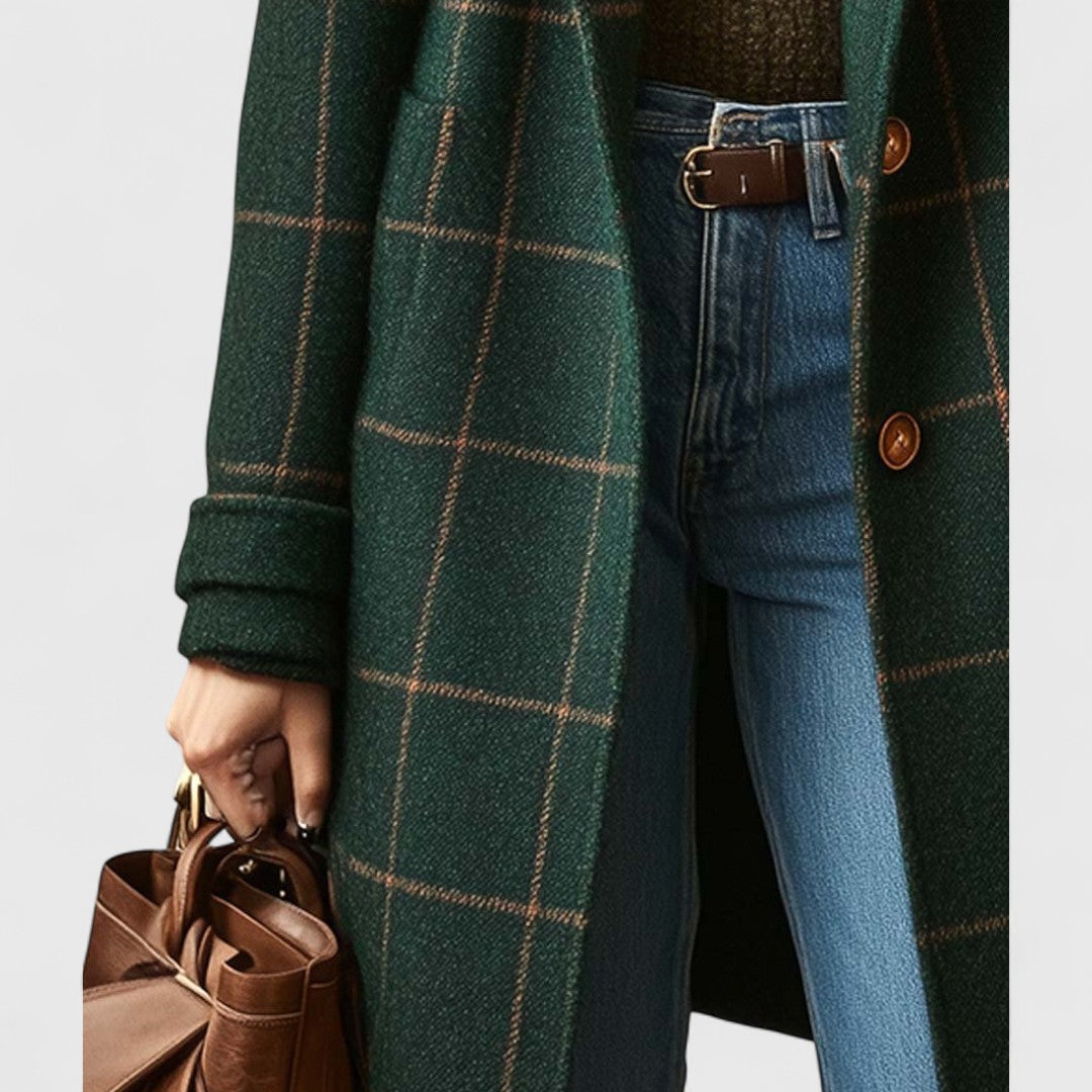 Layla | Retro Plaid Tweed Lapel Coat